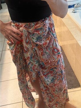 Native Multi-Color Paisley Wrap Skirt
